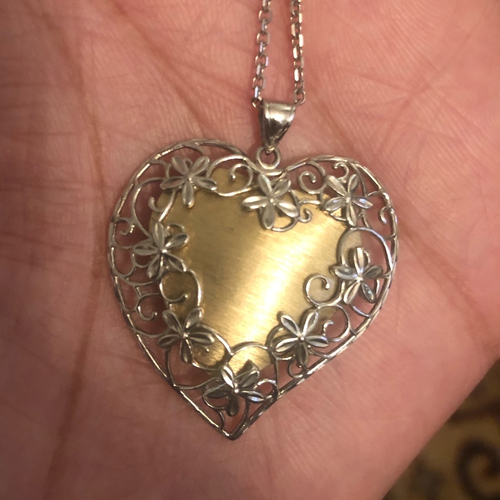 ❤️14kt Gold & Sterling Silver Heart Necklace❤️